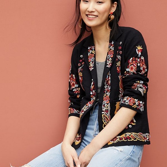 Anthropologie Maeve Ellen Embroidered Blazer - Picture 2 of 7